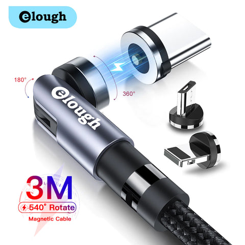 540 Rotate Magnetic Cable Micro USB Type C Cable Fast Charging Magnet Charger for Iphone 13 12 Xiaomi Samsung USB-C Cord